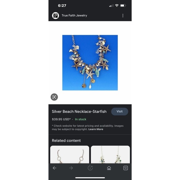 Copper Blue Beach Seashell Starfish Dangle Charms Bib Necklace - Picture 5 of 14